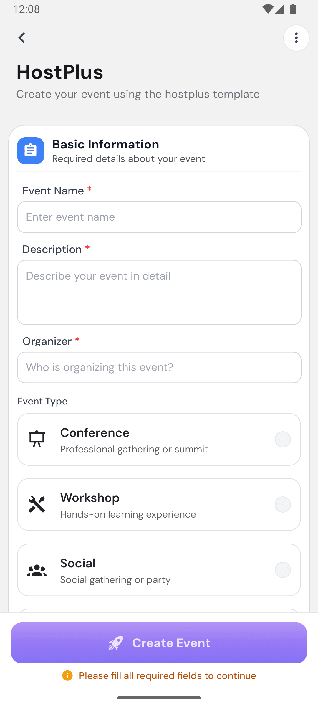 Powerful Event Creation screenshot